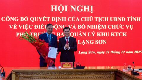Công bố quyết định của Chủ tịch UBND tỉnh về điều động, bổ nhiệm Phó Trưởng Ban Quản lý Khu KTCK Đồng Đăng - Lạng Sơn
